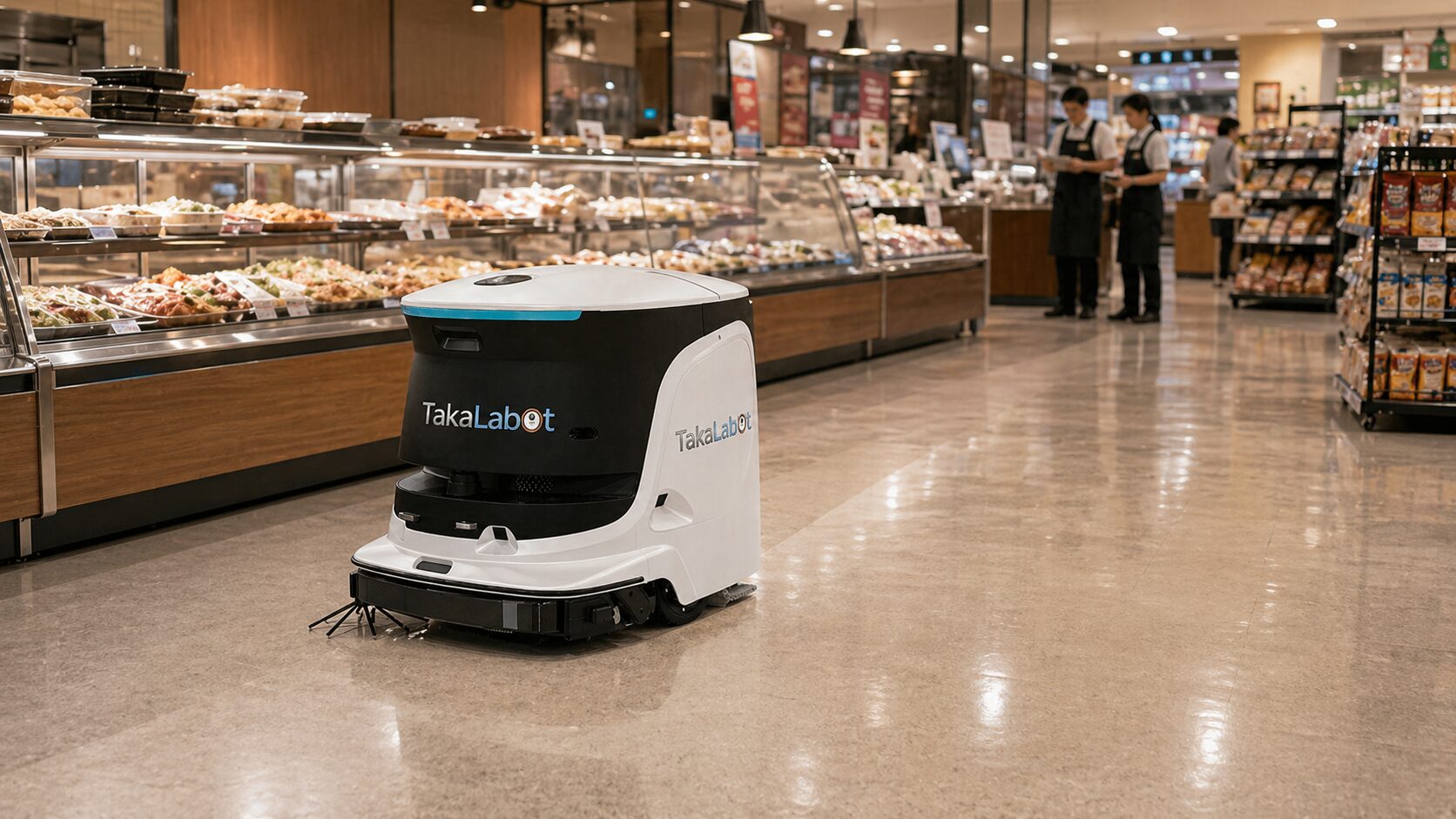 TakaLabot 55による惣菜コーナー前の重点清掃