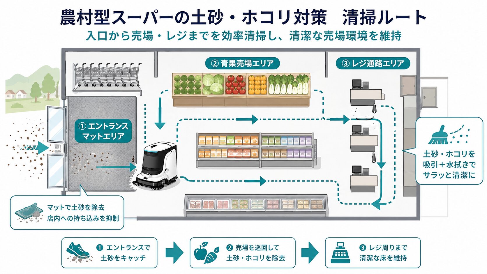郊外スーパーの土砂持ち込み対策