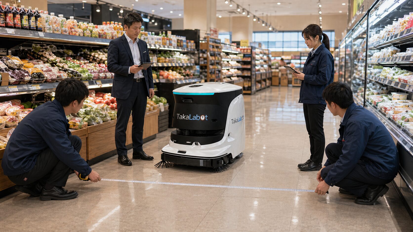 スーパー売場でTakaLabot 55の走行ルートを確認