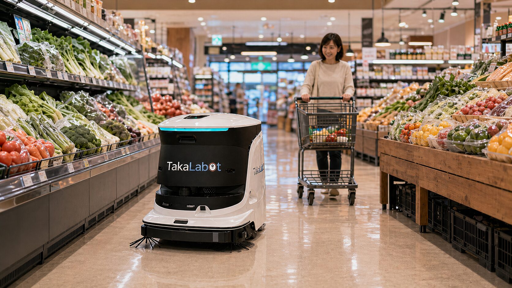 TakaLabot 55で清潔感を保つスーパー売場