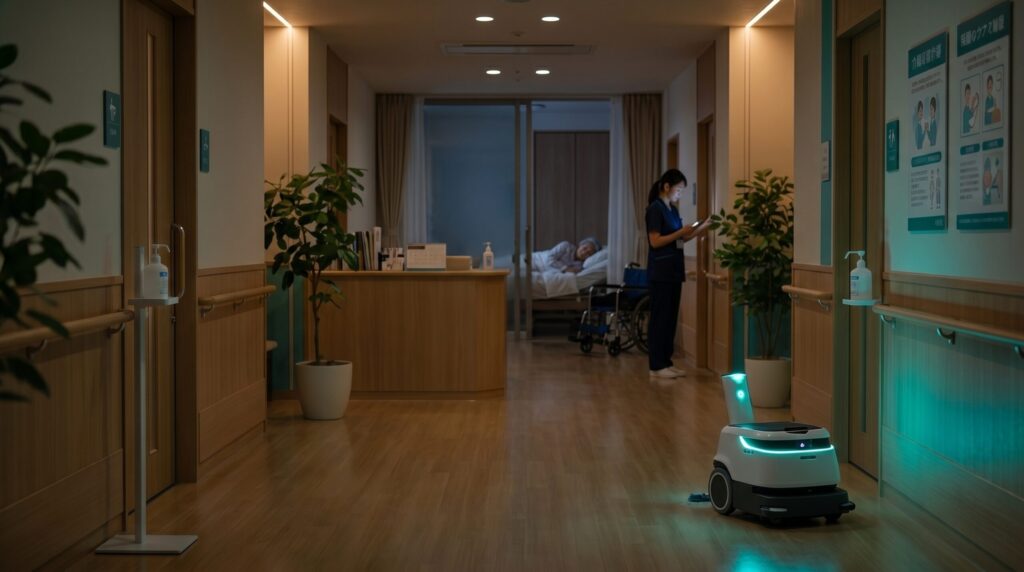 夜勤スタッフの「深夜清掃」をなくす。介護施設の夜間ロボット清掃活用術