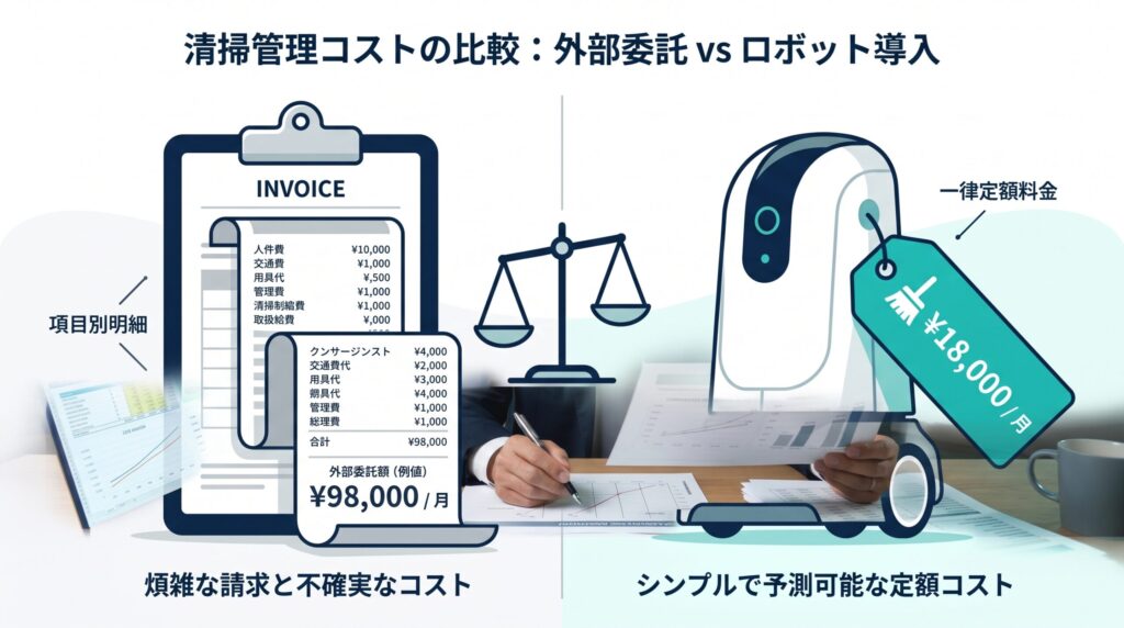 外部清掃委託とロボット導入、どちらが安い？介護施設のコスト比較