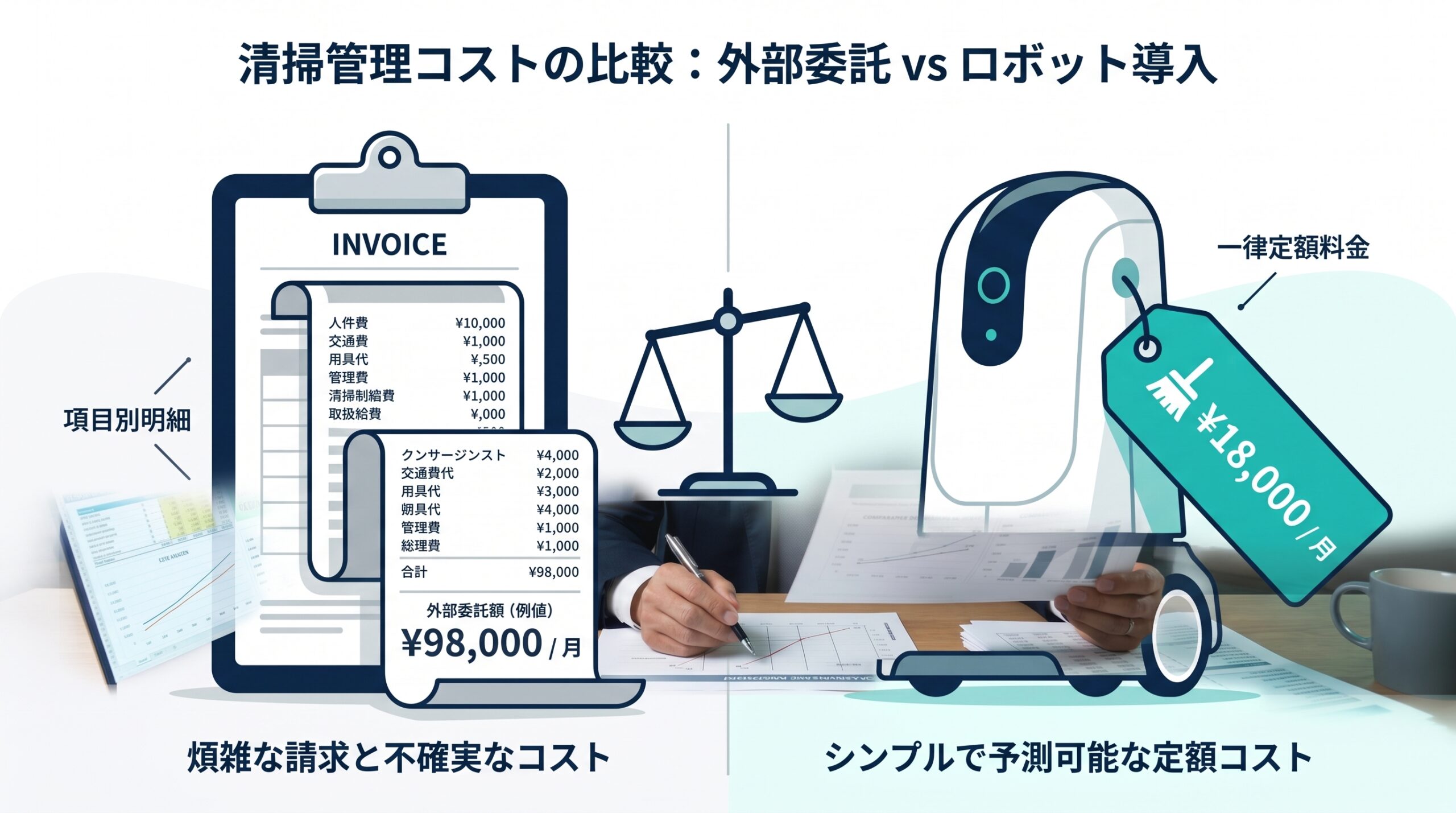 外部清掃委託とロボット導入、どちらが安い？介護施設のコスト比較