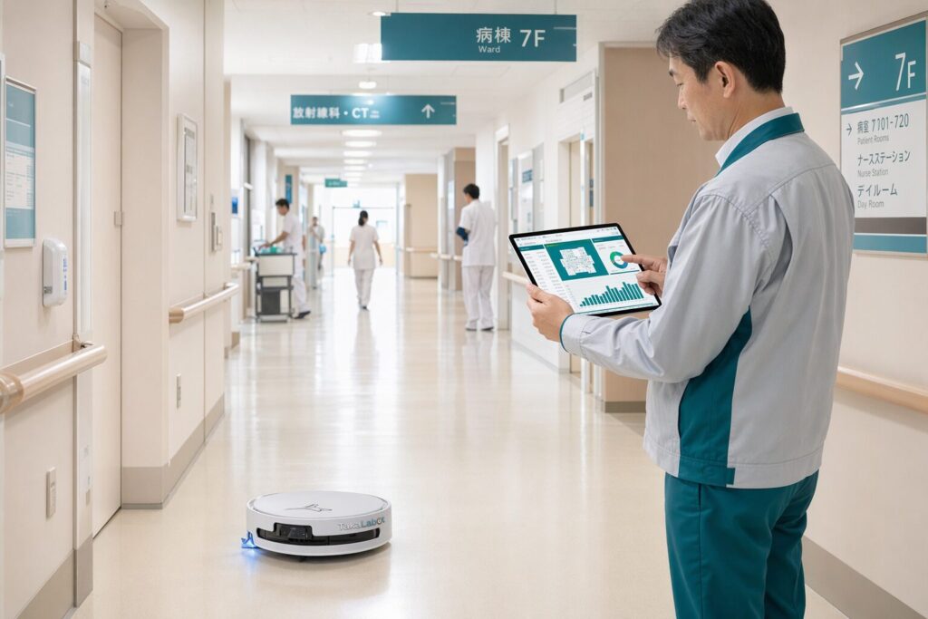 清掃ロボットの稼働ログが病院の清掃管理を変える——データで「見える化」する方法