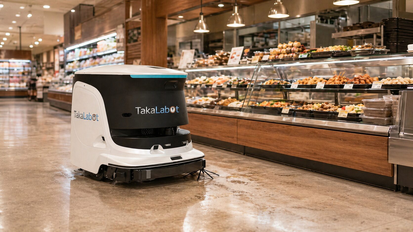 惣菜コーナー前の油汚れに清掃ロボットは使えるか
