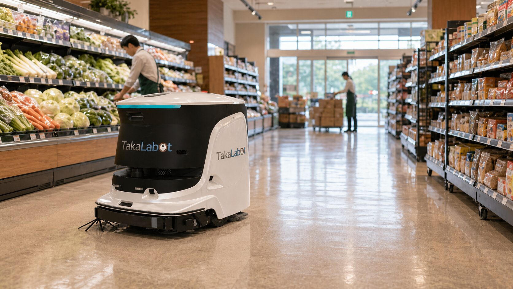 スーパーで清掃ロボットを動かすなら夜間か早朝か