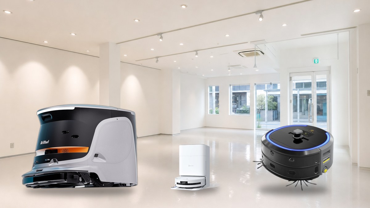 TakaLabotの清掃ロボット3機種ONE・OMNI・KIRAの並び